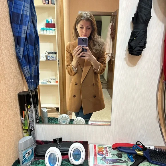 Sezane Camel Double-Breasted Trench Coat - Picture 5 of 7